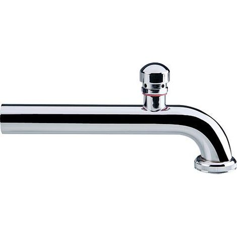 Coude de sortie 90° laiton chromé, 32 x 220 mm avec bord, écrou tournant, aerateur