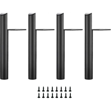 Quatre pieds de meuble de 15 cm de haut, pieds de table en métal noir, pieds de meuble à monter soi-même, avec vis, adaptés aux canapés, tables basses, tables de chevet et autres meubles. (1/5)