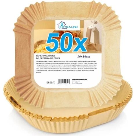 Paniers papier pour friteuse à air - EXTRALINK - Home - 50 feuilles - 16 x 16 cm - antiadhésifs (1/4)