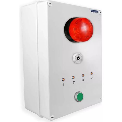 Boîtier supplémentaire pour identification d'alerte sans-fil 4 LEDs avec sirène + flash + bouton reset intégré (DA600+) (1/5)