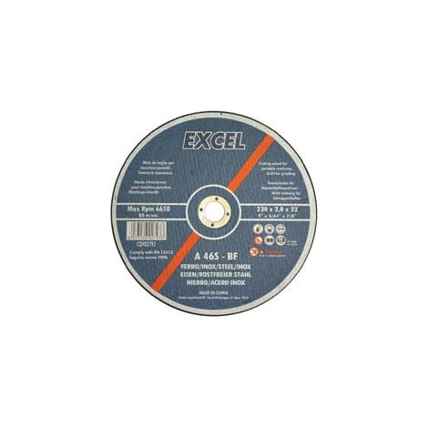 DISCHI DA TAGLIO SOTTILE CENTRO PIANO PER FERRO/INOX Ø MM.230- - ø mm.230x2,0 foro 22,2 da taglio per ferro/inox - 10 pezzi EXCEL