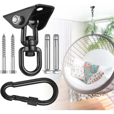 Crochet de Plafond résistant, pivotant à 360 °, Noir, pour Acier Inoxydable 304, Suspension pour Salle de Gym, Yoga, véranda en Bois (1/5)