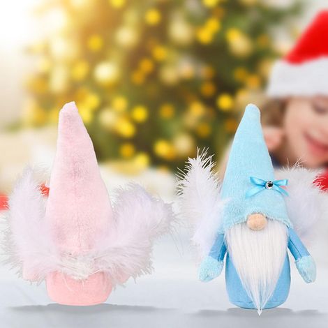 Gnome de Noël sans visage, poupée en plumes artificielles, gnome de Noël fait main, ange, lutin suédois, décoration de Noël, ornements (1/5)