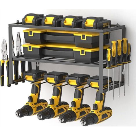 Power tool storage, electric drill tool holder, heavy-duty tool shelf and 1 set of 3 cordless floating drill tool shelves - Wall shelf for 4 (1/5)