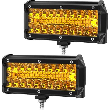 Phare de Travail LED Barre Rampe 18W Feux de Brouillard Offroad Phare Longue Portée Spot Flash LED Voiture Jaune pour Tracteur Camion Voiture Truck, etc., 2 Pièces (1/5)