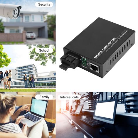 Convertisseur Fibre Optique Monomode SC Gigabit 100-250V pour Réseaux Professionnels (UE) (1/5)