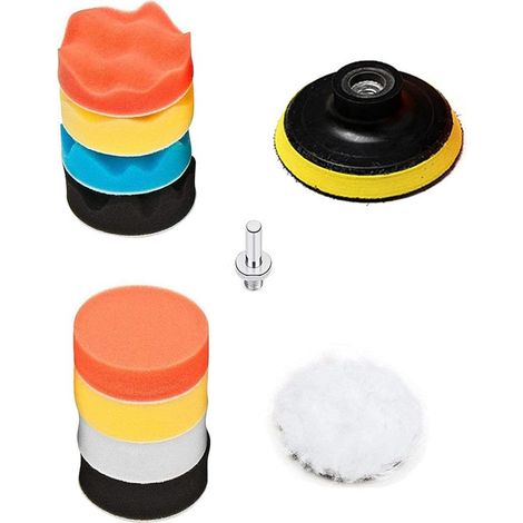 10pcs Car Polishing Sponge, Polishing Sponge Kit, Drill Adapter and Wool Wax Pads (1/5)