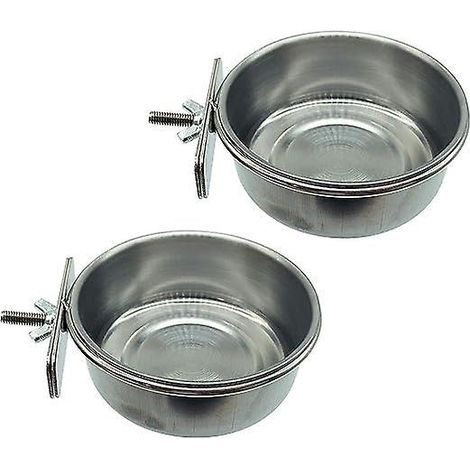 2 Piece Parrot Feeding Cup - Stainless Steel - For African Grey Parakeets (1/5)
