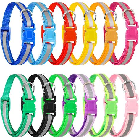 12 PCS Colliers pour Chiots, Collier d'identification pour Chiots Rapide Réglable et réutilisable Colliers réfléchissants avec Fermoir de sécurité réglable pour Animaux (1/5)