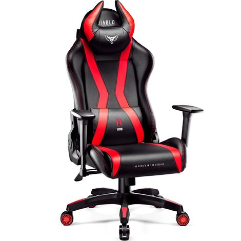 Diablo X-Horn 2.0 Gaming Stuhl Bürostuhl Gamer Chair Schreibtischstuhl 3D Armlehnen Ergonomisches Design Nacken/- Lendenkissen Kunstleder Wippfunktion Rot: King Size (1/5)