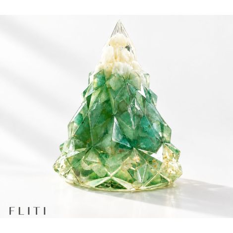 FLITI Sculpture Montagne Résine Modèle Géométrique Ornement Décoration Bureau Intérieur Artisanal Fait Main Sommet Neigé Vert Jade (1/5)