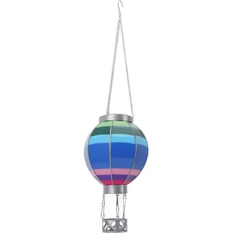 Lampe solaire suspendue décorative en fer, lampe solaire suspendue pour jardin, terrasse, extérieur, rayures bleues, ballons S (1/5)