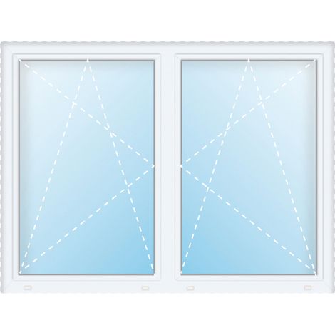 Meeth – Fenêtre PVC triple vitrage 140x120 cm – 2 vantaux à meneau – Isolation thermique Uw 0,86 W/m²K – Résistante aux intempéries (1/5)