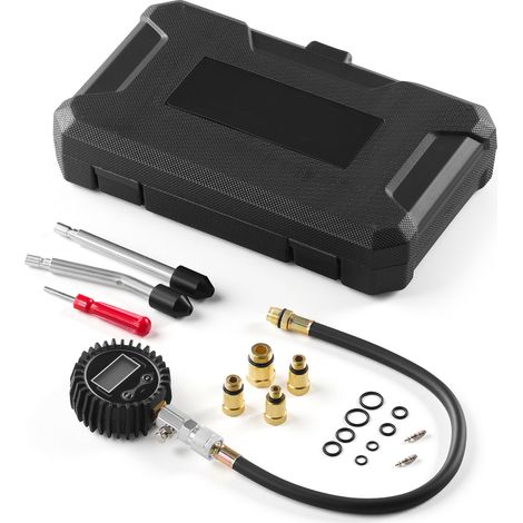 Mophorn Druckverlustprüfer für Motorenzylinder 10-200 psi, Zylinderdrucktester mit 4 Adaptern, abgewinkelten Metallverlängerungen und Tragekoffer, Kompressionsprüfset für Fahrzeuge