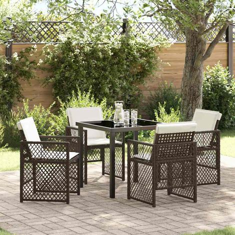 Conjunto de Comedor de Jardín 5 pcs Marrón ratán sintético vidaXL (1/5)