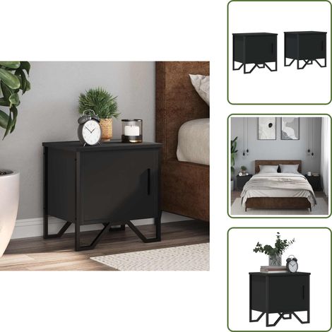 vidaXL Tables de chevet 2 pcs Noir 40 x 30 x 40 cm Aggloméré (1/5)