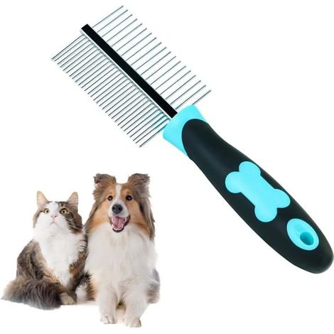 Peigne pour chien, peigne pour animaux de compagnie, peigne double face, outil de toilettage professionnel pour le brossage, la per (1/5)