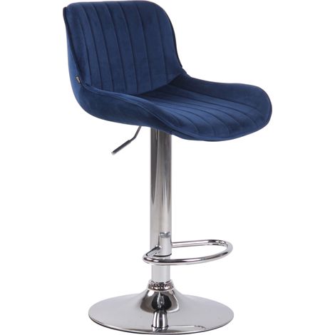 Sgabello Lentini in velluto con poggiapiedi blu cromo (1/3)