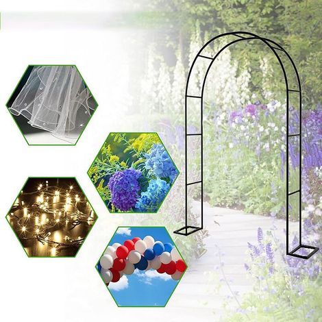 Arche d'escalade en treillis de fleurs, gazebo en métal, bricolage, adapté pour mariage en plein air, plantes grimpantes, noir, 24014038cm (1/5)