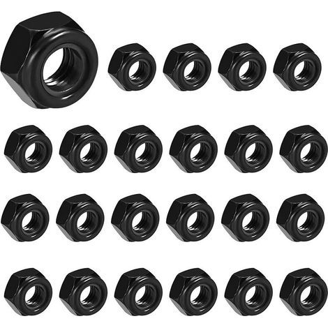 50Pcs Carbone Acier Auto Bloquant Écrou Hexagonal Nylon Insert Écrou M5 (1/4)