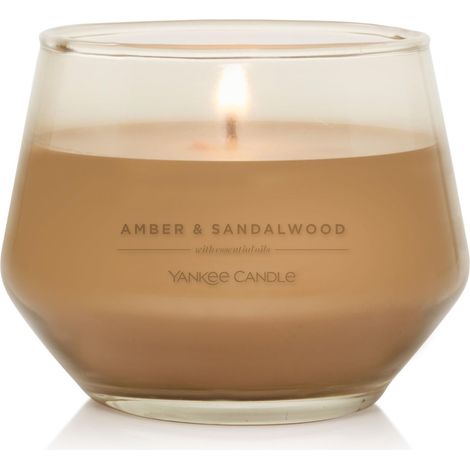 Bougie parfumée  Bougie moyenne Ambre et bois de santal  Bougie longue durée : 40 à 65 heures de combustion  Design en verre élégant  Cadeau pour femme et mère (1/5)