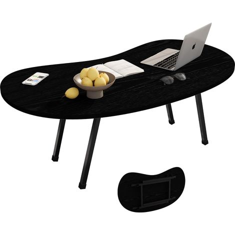 Table basse, Tables basses pliables pour le salon, Table basse de salon en forme de haricot irrégulier, Montage facile, Noir (1/5)