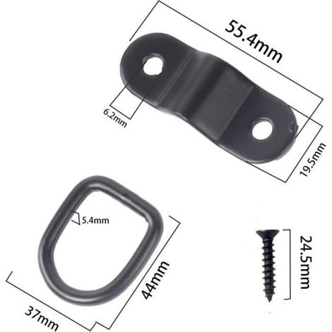 Anneau Arrimage Remorque en Acier Inoxydable Pontet INOX Noir D avec 16 Vis - Lot de 6 (1/4)