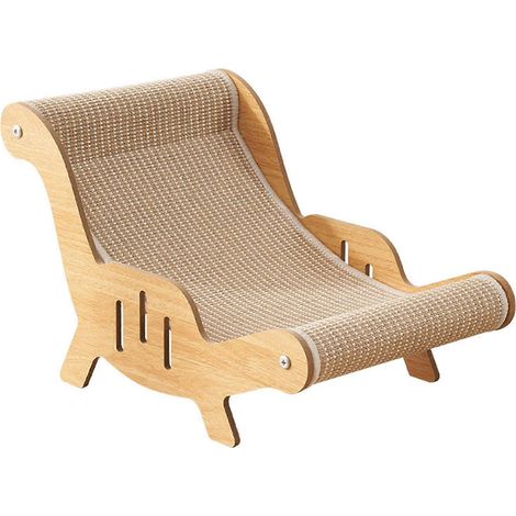 Griffoir en bois pour chat avec coussin en sisal 53 x 31 x 32 cm, griffoir multifonctionnel pour chats d'intérieur, jouet anti-stress amusant (1/5)