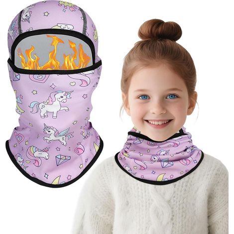 Cache-cou et cagoule enfant motifs licorne, thermique et respirant (1/5)