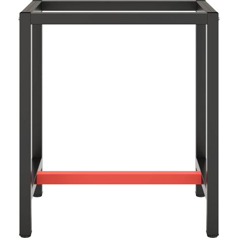 Cadre de banc de travail Pieds de table en métal Noir et rouge mat 70 x 50 x 79 cm (1/5)