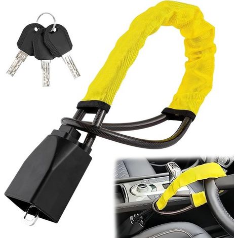 Antivol de volant - Antivol de voiture - Antivol de volant - Antivol de volant pour ceintures de sécurité - Antivol de volant universel et robuste - Antivol haute visibilité - Protection antivol - 3 c