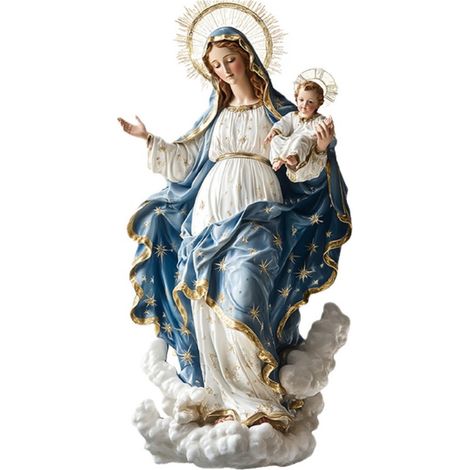 Statuette Acrylique Vierge Marie Enfant - Décoration Spirituelle Pour Intérieur - Ornements De Noël Et Autel Personnel - 12 x 12 x 25 cm (1/5)