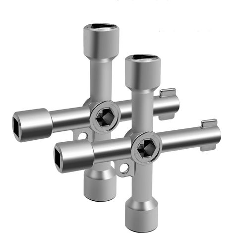 Llave multifunción cuatro en uno de aleación con cabeza triangular/cuadrada, llave multifunción de cuatro direcciones, llave de cruz triangular/cuadrada (2 llaves de cuatro direcciones)