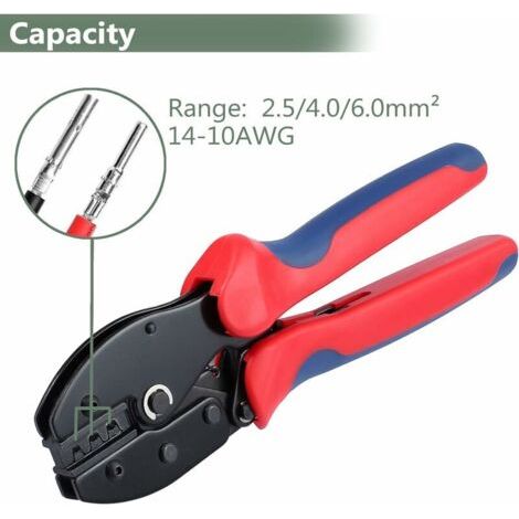 Pince Solaire pour Sertissage des Connecteurs Photovoltaïques Matrice pour Sections 2,5-4 - 6 mm² Pince à Sertir Sertisseuse Panneau Solaire 14-10 AWG Pince MC4 (1/3)