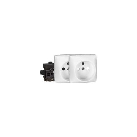 Prise de courant 2x2P+T précâblée Appareillage saillie composable - blanc - 86178 - Legrand