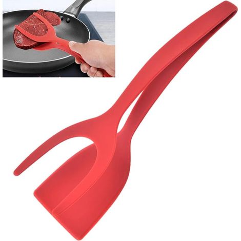 Spatule 2 en 1 à poignée rabattable, spatule à œufs, spatule double à œufs, pinces alimentaires antiadhésives, spatule à œufs, spatule à crêpes, spatule à poisson