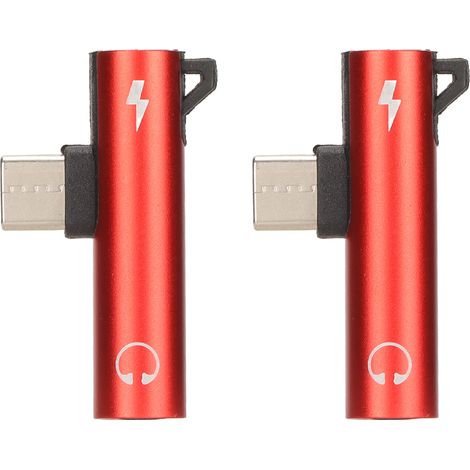 Adaptateur USB C vers Jack Audio 3.5mm 2 en 1, Charge et Son, ABS Rouge pour Smartphone et Tablette (1/5)