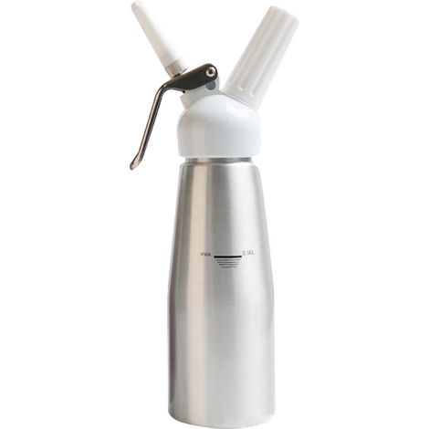 Siphon À Crème - 500 Ml - Aluminium Brossé - Pour Crème Fouettée Sauce Et Garniture - 3 Embouts Inclus (1/5)
