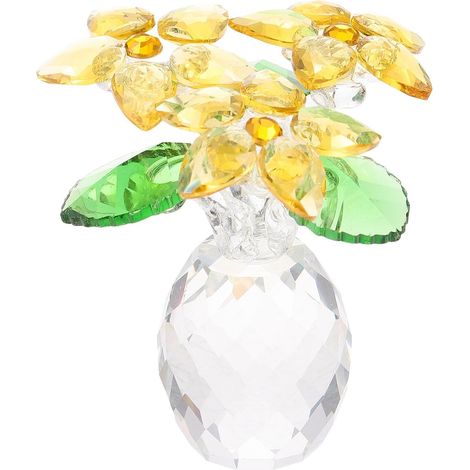 Vase Ornemental en Cristal Jaune D'ananas, Décoration Créative et Stable, Ornement Simple pour Bureau ou Décoration de Table (1/5)
