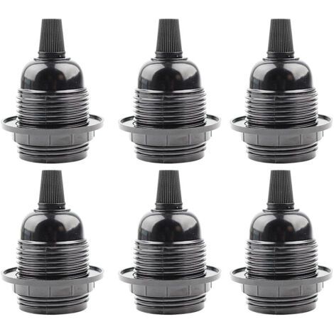 6 Stück E27 Fassung Schwarz, E27 Schraubfassung aus Kunststoff, Lampenschirm Ring Verbinder Adapter Basis, Lampenhalter Ersatz, für Tischlampe, Stehlampe oder Deckenleuchte (1/5)
