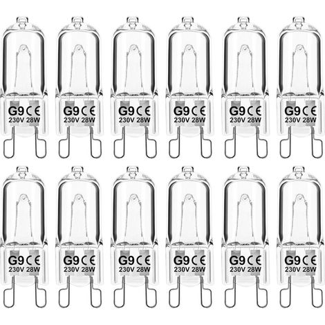 Ampoule G9 28W 230V Dimmable Blanc Chaud, Halogène Tolérance 300°C Pour Four Micro-ondes Cuisinière Plafonniers, Lot de 12 [Classe énergétique G] (1/5)