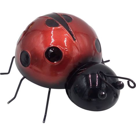 BURI Deko Marienkäfer aus Metall Dekofigur Gartendeko Gartenfigur Käfer 16,5x17,5cm - rot