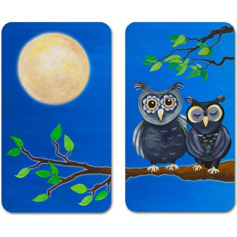 ABDECKPLATTE MOTIVPLATTE HERDABDECKPLATTEN GLAS EULEN GLASPLATTE 2 Stück WENKO (1/5)