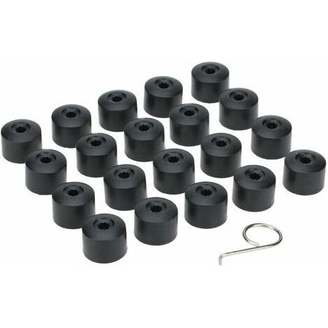 Lot de 20 cache-écrous de roue 17 mm + outil de retrait de remplacement pour cache-écrou de roue VW Jetta Beetle Passat GTI CC boulon de roue 1K0 601 173 (noir) (1/5)