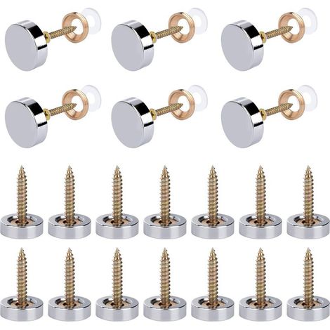 Vis de Miroir avec les Capuchons Rondelles Décoratif Vis Couvercle Cap Clous Chrome Poli Décoratif Vis pour Bain Penderies Miroir Décoration de Placard 16mm 20 Pièces (1/5)