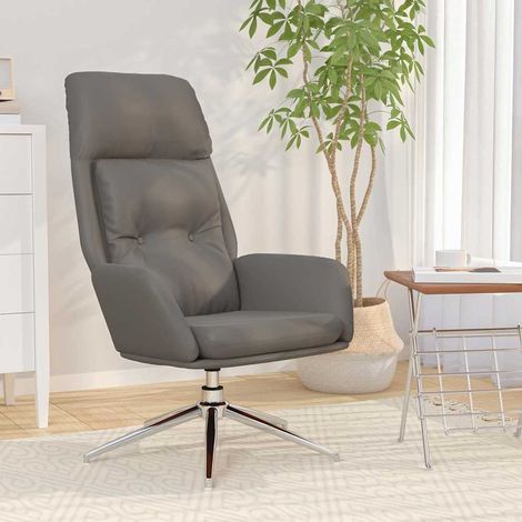 vidaXL Chaise de relaxation Gris Cuir véritable (1/5)