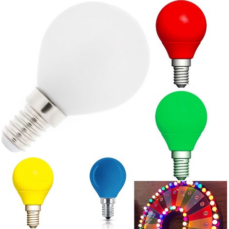 TrAdE Shop Traesio - Lampadina Led E14 Mini Globo 220v Colore Verde Blu Viola Bianco Caldo Freddo 2w - -Bianco Freddo - (1/2)