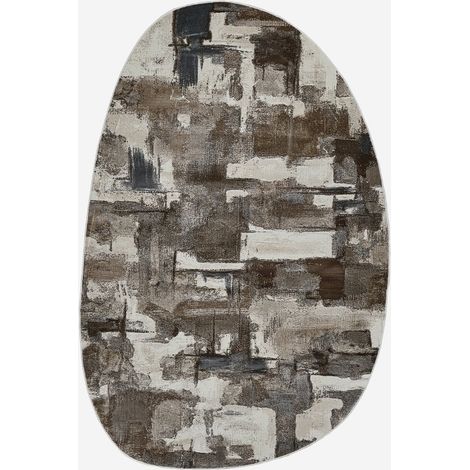 Tapis moderne ovale effet 3D marron salon Double MAR018 (1/3)