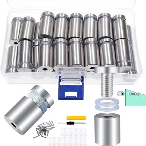 25 Pcs Entretoise de Verre,16x30mm Vis argent mit Boîte (1/5)