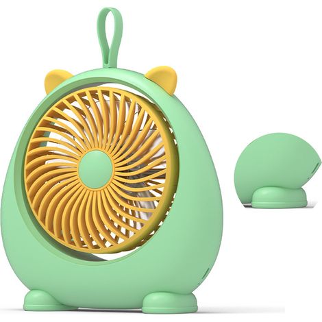 Ventilateur de table portable à oreilles de chat pour étudiants, deux vitesses réglables, grand débit d'air, silencieux, idéal pour une utilisation en extérieur. (1/5)